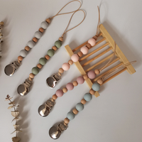 Chaîne anti-chute pour bébé, attache-tétine nouveau-né, perles en silicone, bois, métal, attache-tétine pour nourrisson, support de sucette