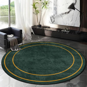 Alfombra de terciopelo de cristal redonda de lujo con diseño abstracto, resistente a las manchas, lavable, decoración para el hogar, para sala de estar y dormitorio - Product Image 2