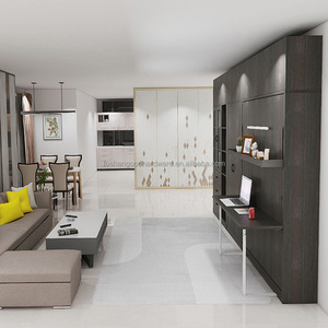 Ottima Soluzione <span class=keywords><strong>Letto</strong></span> a Scomparsa Moderno <span class=keywords><strong>Salvaspazio</strong></span> con Telaio in Acciaio, Design a Parete Pieghevole, Scrivania Integrata e Pannelli in Compensato - Facile da Montare - Product Image 5