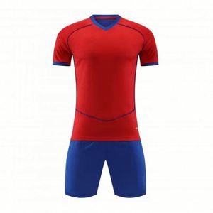 Wholesale Custom 100% Polyester Plus Size Quick Dry Breathable Soccer Uniform Kits <b>Red</b> and Blue - Product Image 1