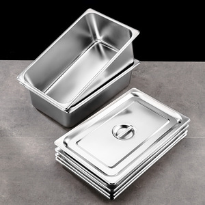 Tigelas Retangulares de Aço Inoxidável com Tampas para Buffet e Caixas Quadradas para Fast Food Trucks e Cantinas - Product Image 3