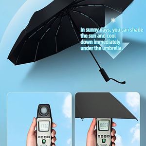 Parapluie automatique grand format personnalisé, couleur noire unie, design classique, idéal pour les cadeaux d'affaires - Product Image 4