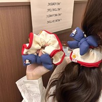 Grand chouchou pour cheveux en forme de nœud papillon bleu frais d'été de haute beauté coréenne, accessoire pour cheveux pour femmes