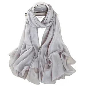 Оптовая продажа, большой женский шарф, шаль, пашмины, однотонный мягкий шелковистый шарф для свадебной вечеринки