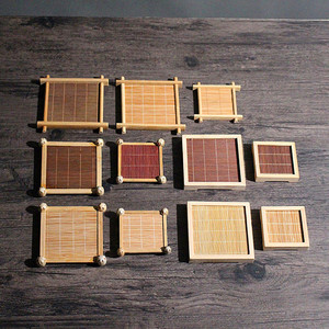 Bamboo Tea Cup <b>Mat</b> Square Grid Pattern For Tea Ceremony Set Accessory Zhejiang Made - Product Image 1