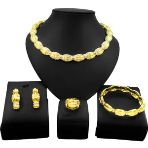 Zhuerrui Wedding Jewellery Customized Pineapple Italian Gold Design Jewelry Set Dubai 18k Gold Plated Jewelry Sets HV0023039