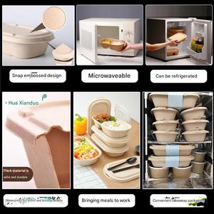Custom 750ml 1000ml 1500ml Biodegradable Food Packaging Disposable Bagasse <b>Takeaway</b> Food <b>Container</b> With Lid - Product Image 3