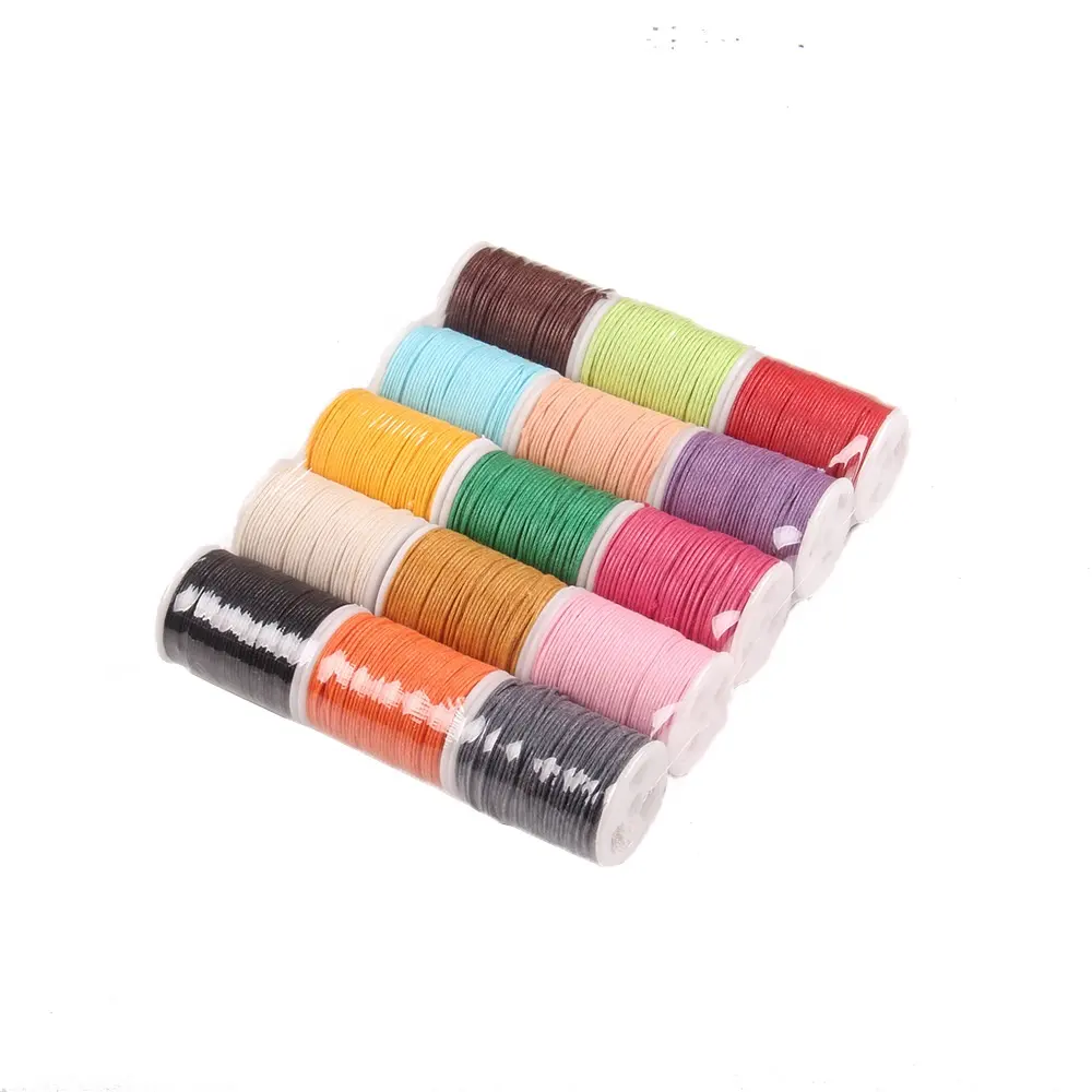 Fil de cire de coton pour la fabrication de bijoux, perles faites à la main, nœuds chinois, bricolage, 12 couleurs unies, 1mm, 100% coton