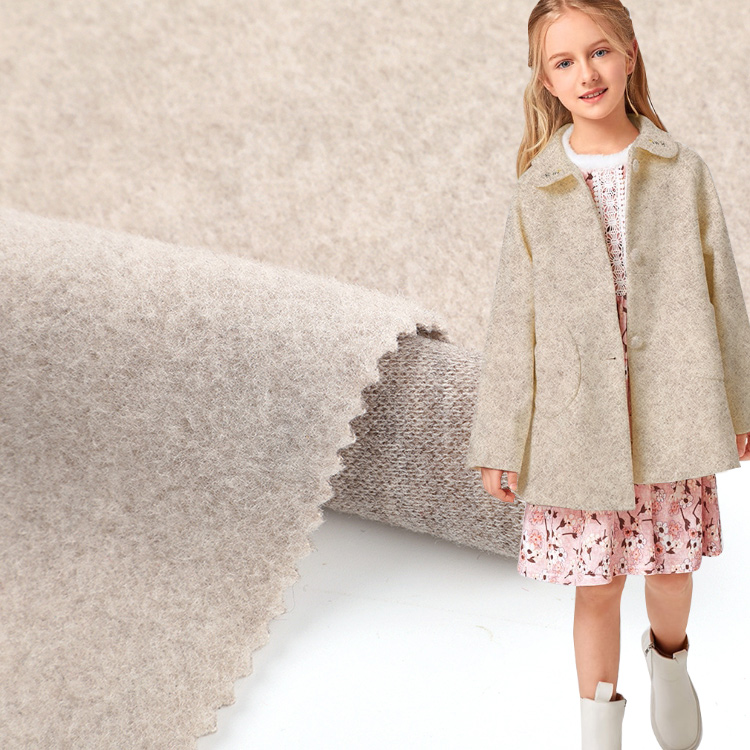 Супермягкая Антистатическая Тяжелая Полиэстеровая вискозная простая трикотажная ткань для детского пальто