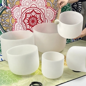 Bol chantant en cristal de Quartz blanc givré de 6 à 12 pouces, ensemble de 7 pièces pour le son, la guérison, le Yoga, la méditation, bon sommeil - Product Image 4