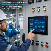 Monitor Táctil Integrado de 7 Pulgadas, 1024x600, 800 Nits, Pantalla HMI Industrial con Entrada HDMI y Táctil USB para Paneles de Control