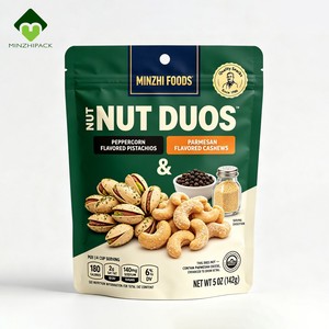 Sachet d'emballage alimentaire personnalisé mat imprimé, refermable avec fermeture éclair, pour 142g (5oz) de mélange de noix assaisonnées ou de snacks - Product Image 2