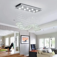 Table à manger rectangulaire d'éclairage de haute qualité K9 cristal goutte de pluie moderne Led lustre plafond luxe suspension lampe