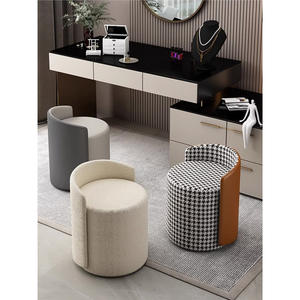 Taburete Moderno con Patas Metálicas y Asiento Redondo Acolchado para Niños, Silla de Maquillaje para Tocador SZD40 - Product Image 1