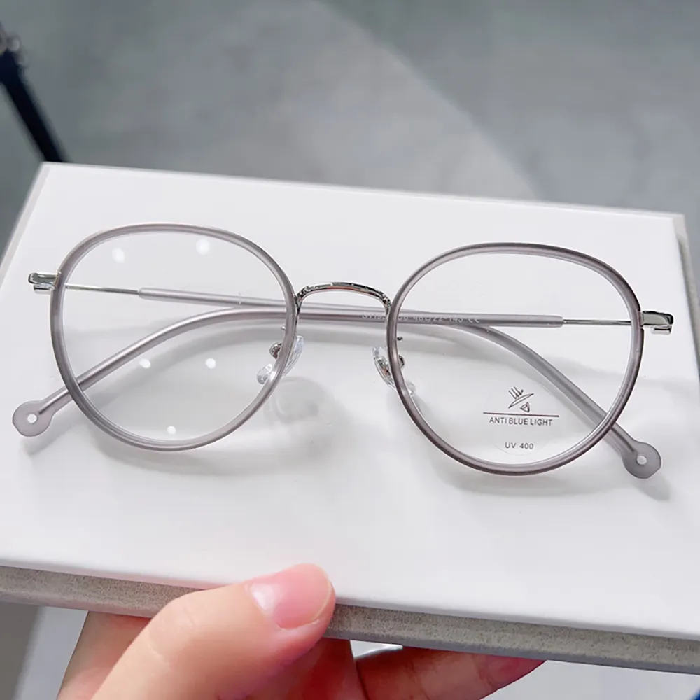 Anti mavi işık bilgisayar gözlük metal kare yuvarlak çerçevesiz optik gözlük gözlük çerçeveleri kadınlar için göz gözlük