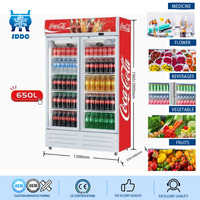 Réfrigérateur commercial pour boissons, refroidissement par air, compresseur, porte vitrée, refroidisseur de boissons avec éclairage LED