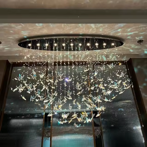 Lampadario a LED in Stile Francese con Cristalli a Farfalla, Finitura Cromata, Altezza Regolabile, Alto CRI 95, Dimmerabile, Cristallo K9, Acciaio Inossidabile - Product Image 1