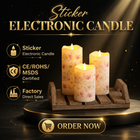 Bougie pilier en cire de paraffine sans flamme LED 3D, fonctionnant sur piles, écologique, imprimée UV, télécommande, décoration intérieure, Noël, fêtes