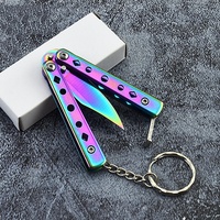 Couteau d'entraînement pliant en métal, mini-balisong coloré, pour la pratique, le camping en extérieur et les outils EDC – Vente en gros