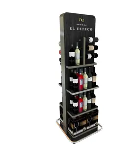 Retail Store Wine Rack Units Metal Water Bottle Wine Glass Cup Alcohol Wine Bottle Display Stand