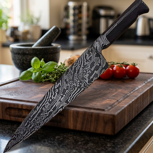 Cuchillo de Chef Hecho a Mano de Acero de Damasco con Mango de Madera de Palisandro Sólido ZR # Cuchillos ZR de Grado Industrial OEM Personalizables Compatibles con el Modelo 130 Chopstick - Product Image 2