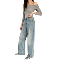 Pantalon en jean ample sur mesure pour femme, respirant et infroissable, couleur unie, idéal pour le streetwear décontracté