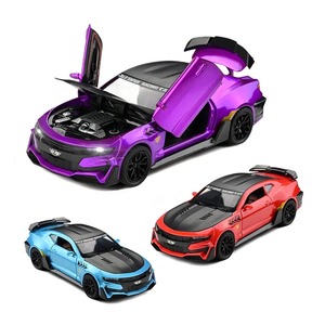 Modèles de véhicules en alliage à l'échelle 1:24 Jinying, jouets avec quatre portes ouvrables, voiture miniature de haute qualité avec fonction de recul, lumières et musique - Product Image 1