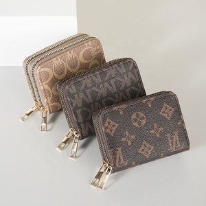 Cartera de Mujer Estilo Retro Europeo, Pequeña, con Doble Cremallera, Múltiples Ranuras para Tarjetas, Portátil, Monedero de Moda - Product Image 1