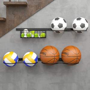 Estante de Metal <span class=keywords><strong>desmontable</strong></span> de 8 niveles montado en la pared para baloncesto, soporte de fútbol <span class=keywords><strong>Vertical</strong></span>/Horizontal DIY 1/2/3/4, soporte de fútbol de 14 bolas - Product Image 2