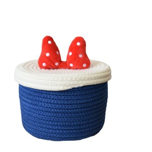 New popular princess series blue and red bow-knotted miscellaneous items, cotton <b>rope</b>, lidded cosmetic <b>storage</b> <b>basket</b>. - Product Image 4