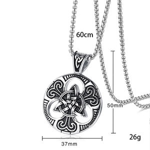 Ожерелье в стиле ретро-панк (европейско-американский стиль) — круглая подвеска из нержавеющей стали с ирландским кельтским узлом - Product Image 4