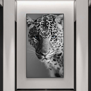 Peinture sur toile léopard noir et blanc, animaux, panthère, affiches et impressions, art mural - Product Image 2