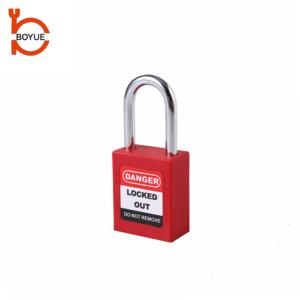 Cadenas <span class=keywords><strong>de</strong></span> sécurité industriel Loto Loto 38 mm avec anse rouge en acier inoxydable et corps en nylon, certifié CE, à clé maîtresse, garantie 1 an - Product Image 3