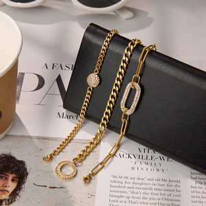 Geometric Zirconium Crush <b>Bracelet</b> Gold Chain With <b>Crystal</b> Inlay For Women Gift Jewelry - Product Image 4