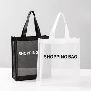 Bolsa de Compras de Lona Transpirable, Transparente, de Gran Capacidad, con Asa de Hombro, para Uso Diario, Playa y Viajes - Product Image 5