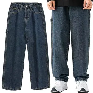 ผู้ชายหลวมแฟชั่นกางเกงถุงออกแบบเองกางเกงยีนส์กางเกงคาร์โก้ถุงขายส่งสบายๆกางเกงยีนส์ขนาดใหญ่กับถุง