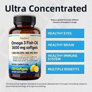 שמן דגים אומגה <span class=keywords><strong>3</strong></span> מותג פרטי 3600 מיליגרם כמוסות רכות, תוסף חומצות שומן חיוניות הטוב ביותר, תומך בבריאות העיניים, המוח והמערכת החיסונית - Product Image 4