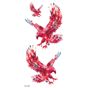 BXTAT TL115 - TL120 Autocollants de <span class=keywords><strong>tatouage</strong></span> <span class=keywords><strong>temporaire</strong></span> colorés avec motifs d'aigle, de renard, de <span class=keywords><strong>cheval</strong></span>, de paon, de chats et de hiboux - Product Image 1