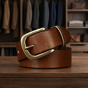 Ceintures pour hommes de style vintage en cuir de vache véritable, boucle en acier de luxe, longueur personnalisée, écologiques, imperméables et légères - Product Image 1