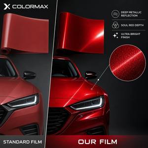 Vinilo Adhesivo para Automóviles Color Rojo Metálico Ultra Brillante, Libre de Burbujas, para Cambio de Color de Carrocería, Venta al Por Mayor de Fábrica - Product Image 3