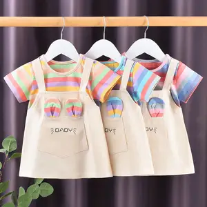 Summer New Girls' Dress baby Fashionable Pure Cotton Thin Short Sleeve Skirt