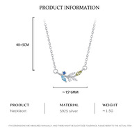 Collier en argent S925 motif feuille et vigne, serti de zircone cubique bleu-vert taille marquise, bijoux fins en gros