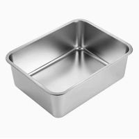 Plateau rectangulaire en acier inoxydable avec couvercle, plateau de service pour buffet, design épaissi et profond, plat pour restauration rapide avec couvercle