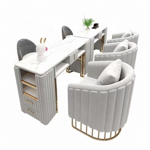 Ensemble table et chaise de manucure au design moderne avec aspirateur, canapé en métal, mobilier de salon commercial pour bar à ongles - Product Image 5
