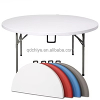 Table pliante portable en plastique blanc CE 6 pieds, table ronde pour mariage, banquet, événements, extérieur, table pliante
