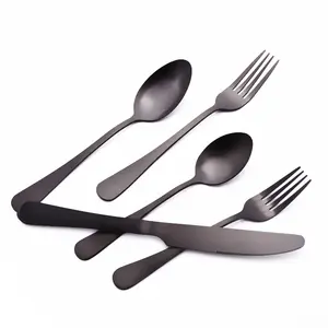 Matte Finishs Flatware Hotel 5 Chiếc Dao Kéo Một Bộ Đồ Ăn Màu Đen Bằng Thép Không Gỉ Độc Đáo