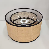Abat-jour vintage en forme de tambour, cadre en fil métallique, rotin tressé, bambou, suspension, abat-jour pour lampes