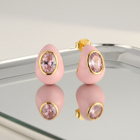 Anting-anting stud enamel warna-warni perak sterling 925 berlapis rhodium, motif bunga lucu untuk wanita dan perempuan, dijual.