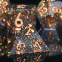 MINI PLANET Jeu de dés polyédriques en résine personnalisée de 7 pièces, fabriqué à la main, Dragon&Dungeon, jeu de société DND avec des bords tranchants