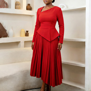 PASUXI 2026 Nuova Collezione <span class=keywords><strong>Primavera</strong></span> Abbigliamento Donna Elegante Abito Vintage con Colletto Obliquo e Vita Alta di Media Lunghezza per Signore - Product Image 3